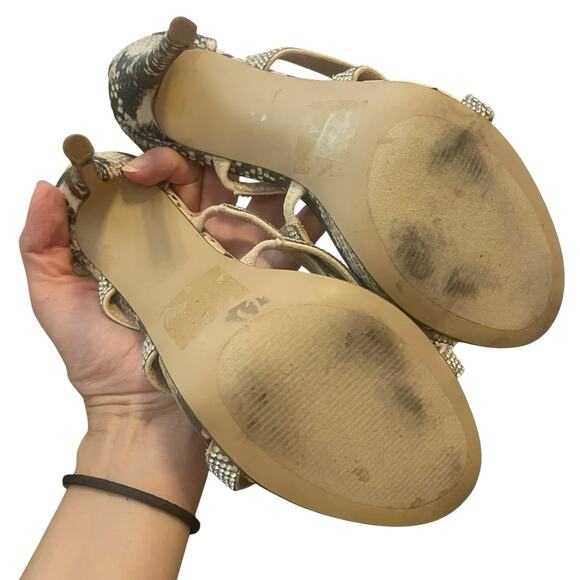 Steve Madden Desired Rhinestone Cage Heels 6M Snake Print Stiletto Club Concert - Picture 7 of 7